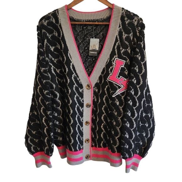 Torrid Sweater Cardigan 2X Plus Size Lovesick Jacquard Button Front - Picture 1 of 4